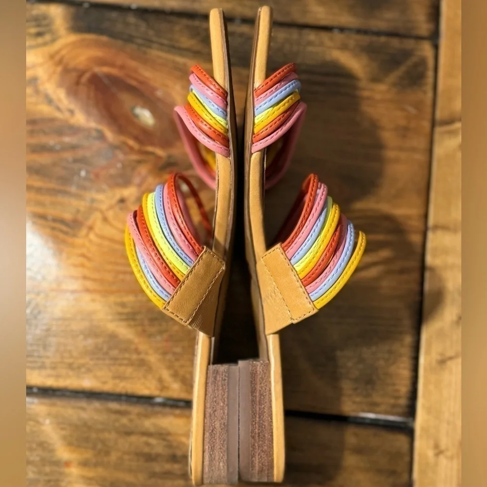 Madewell The Meg Slide Sandal in Rainbow Leather 5.5